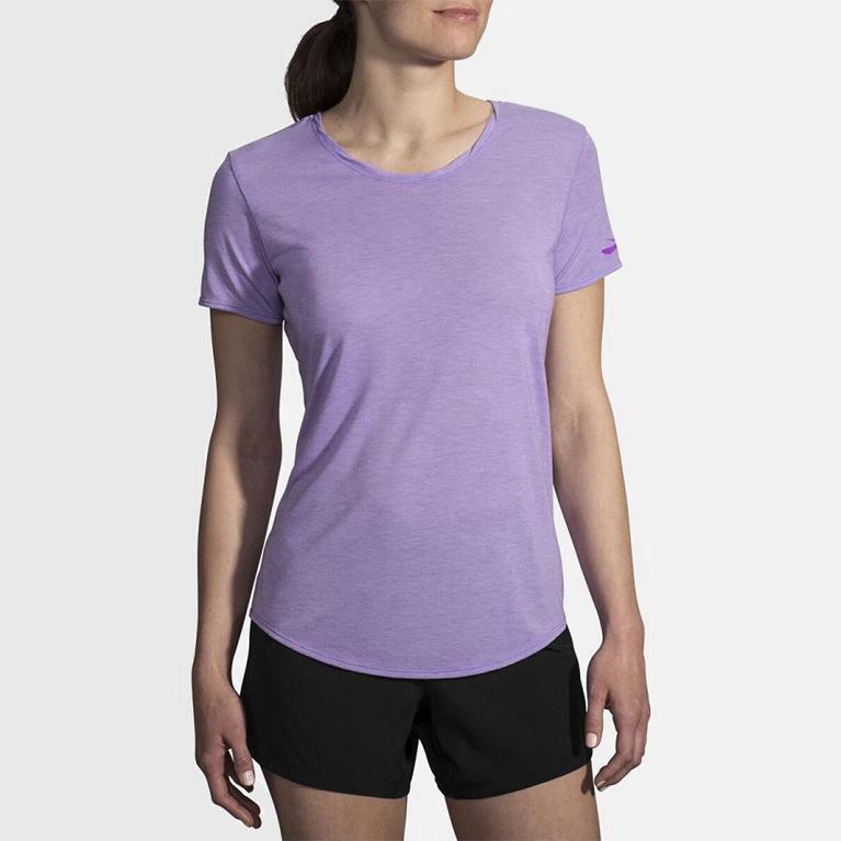 Brooks Distance Womens Short Sleeve Running Shirt Ireland Purple (IFSN-02719)